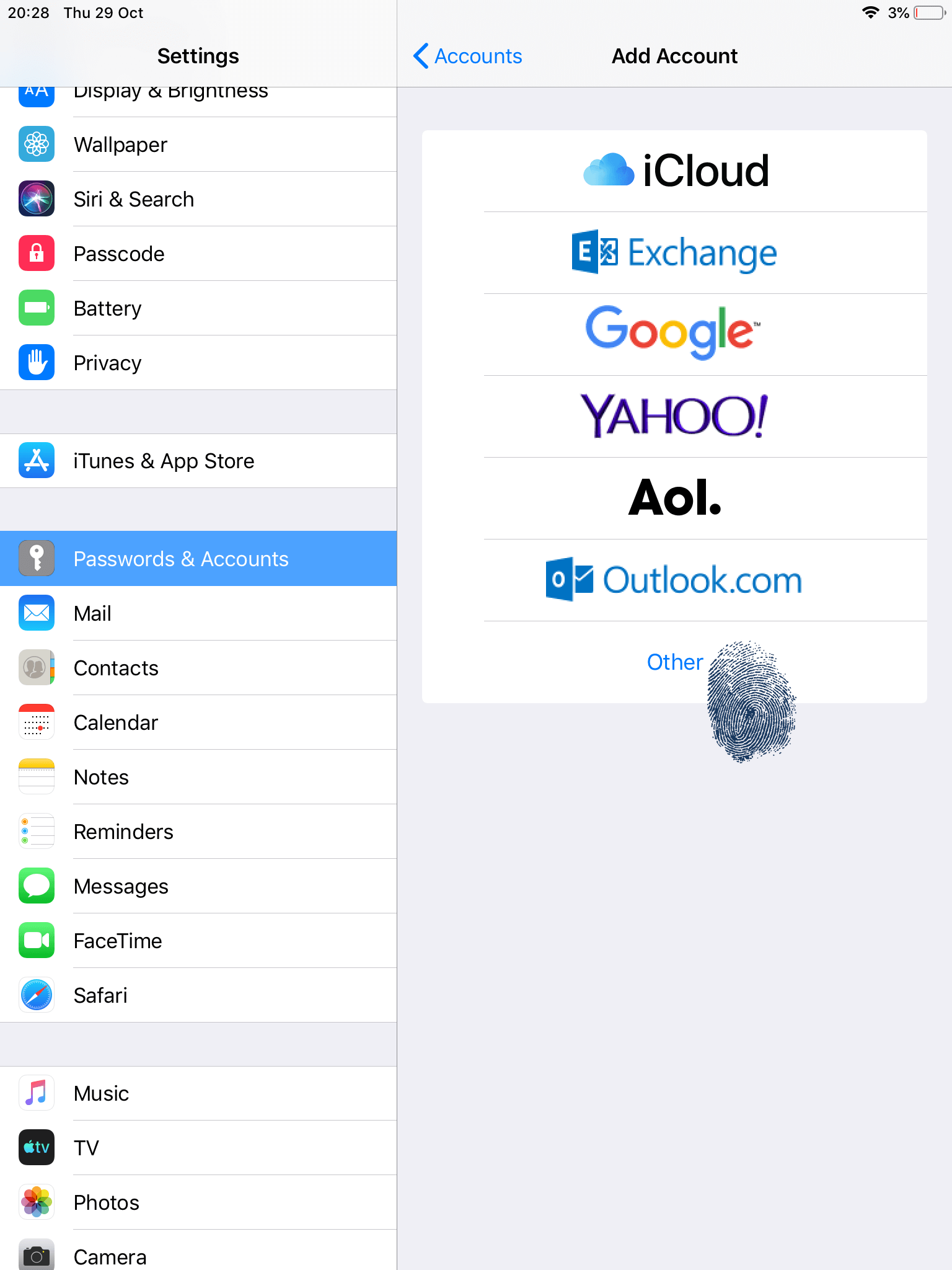 Apple Mail choose provider for new account