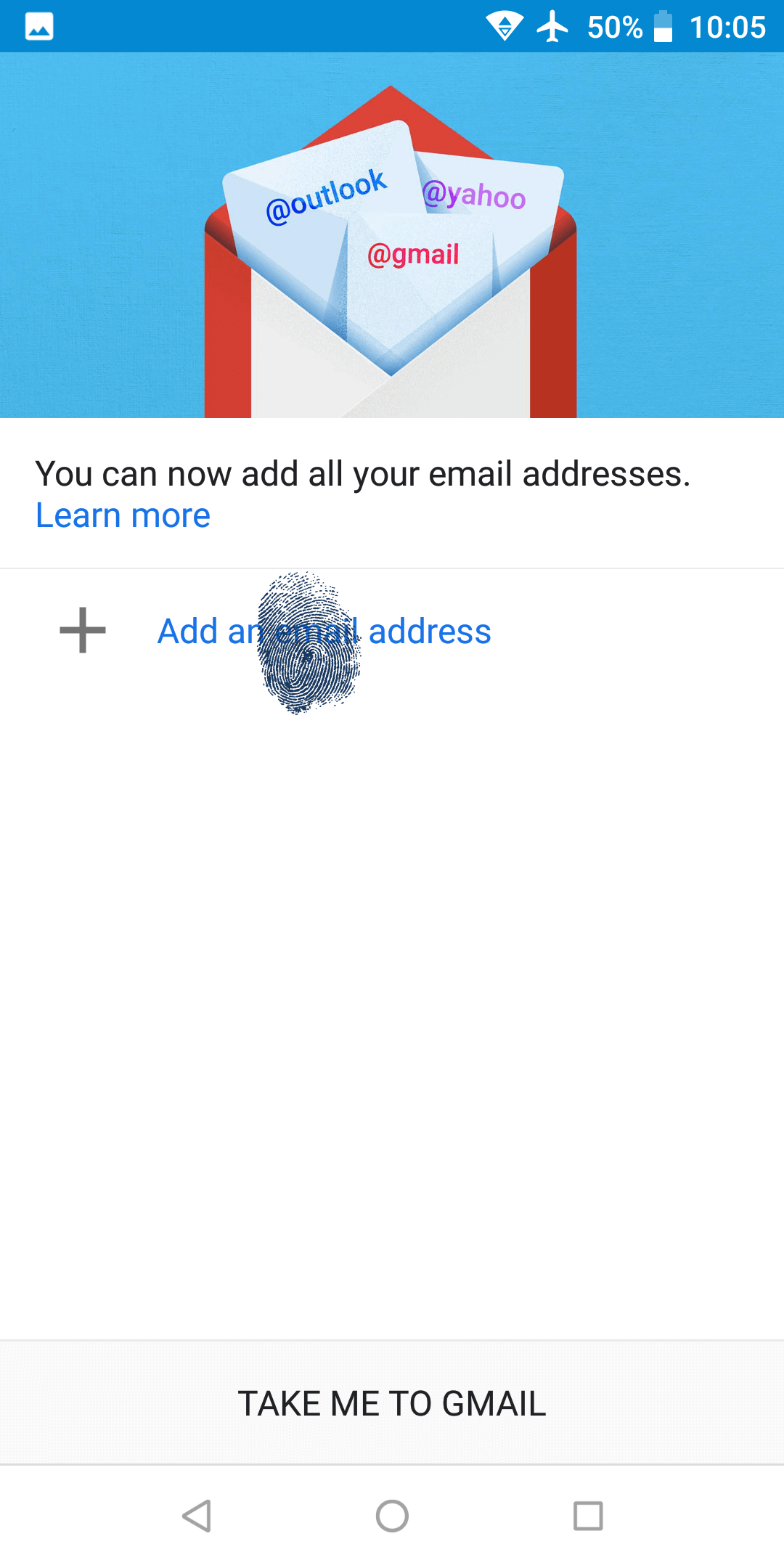 Gmail accounts screen