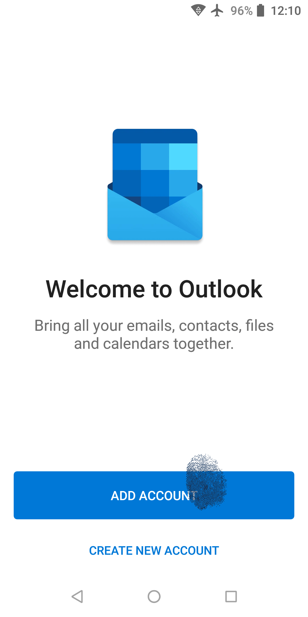 Outlook welcome screen
